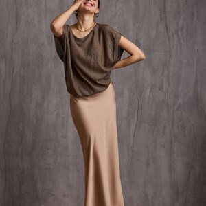 Silk Maxi Skirt. A-line Skirt Women, Satin Long Skirt, Silk Slip Skirt, Gift for Her, Summer Skirt image 5