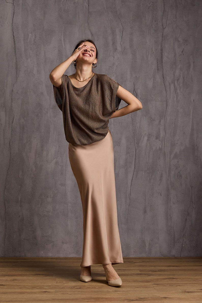 Silk Maxi Skirt. A-line Skirt Women, Satin Long Skirt, Silk Slip Skirt, Gift for Her, Summer Skirt image 5