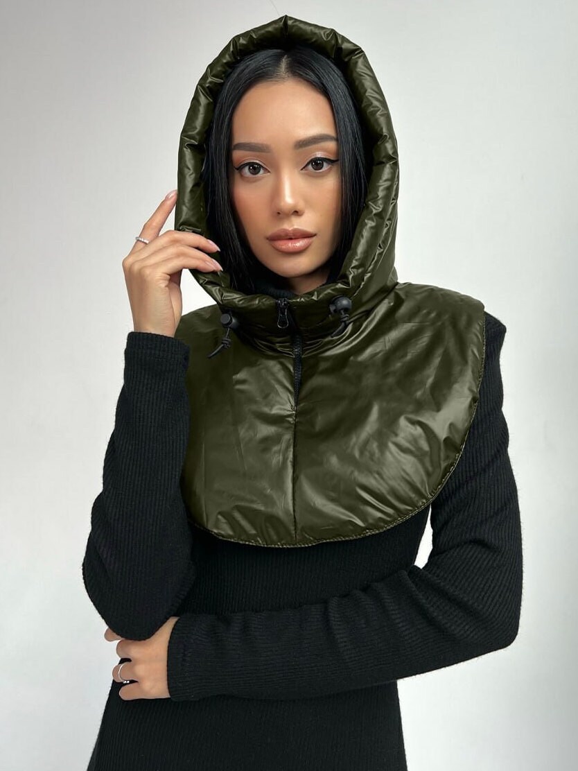 Waterproof Hooded Scarf, Rainproof Hooded Cowl, Hooded Snood