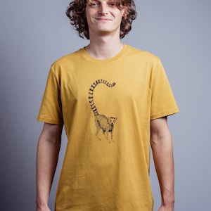 Monkey men&#39;s T-shirt made of organic cotton, short sleeves, hand screen printed, sustainable gift for men