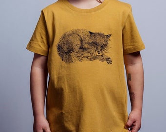 Organic children's t-shirt fox by NanMa with screen print, short-sleeved, hand-printed, ecological, fair shirt, organic cotton, fox motif
