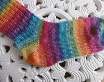 Regenbogen Socken gestrickt Unisex Gr.40/41 Wollsocken Srtricksocken