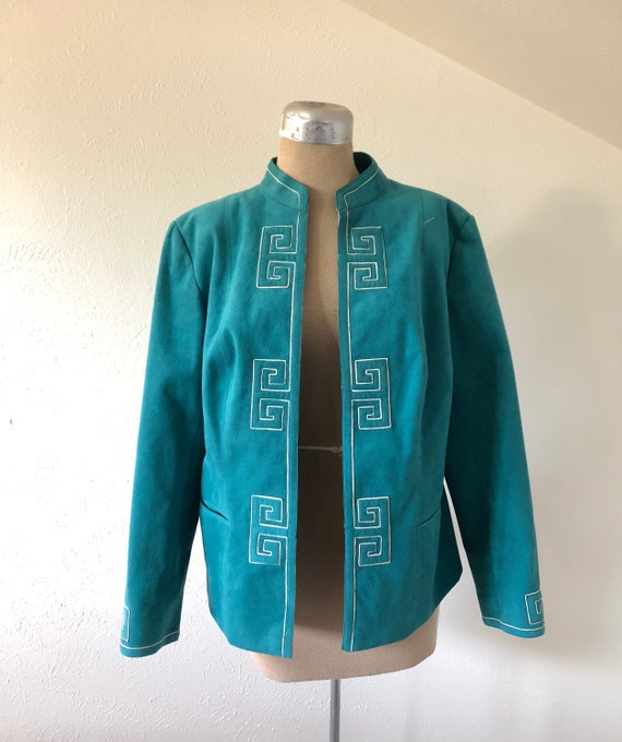 1980's Turquoise Suede Blazer