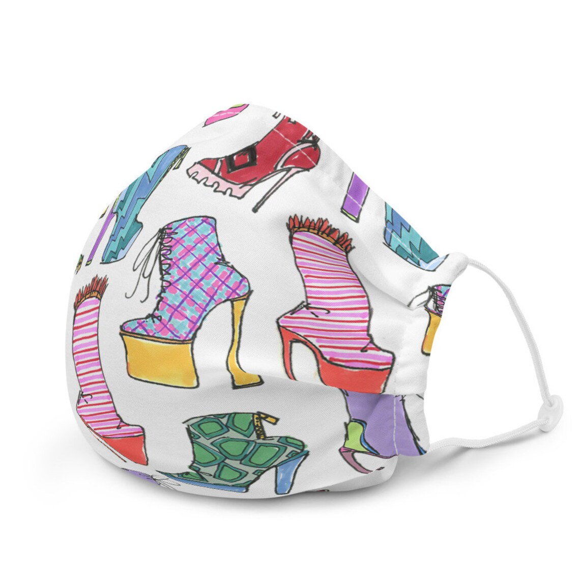 Shoes Platform Boots White Premium Face Mask Etsy