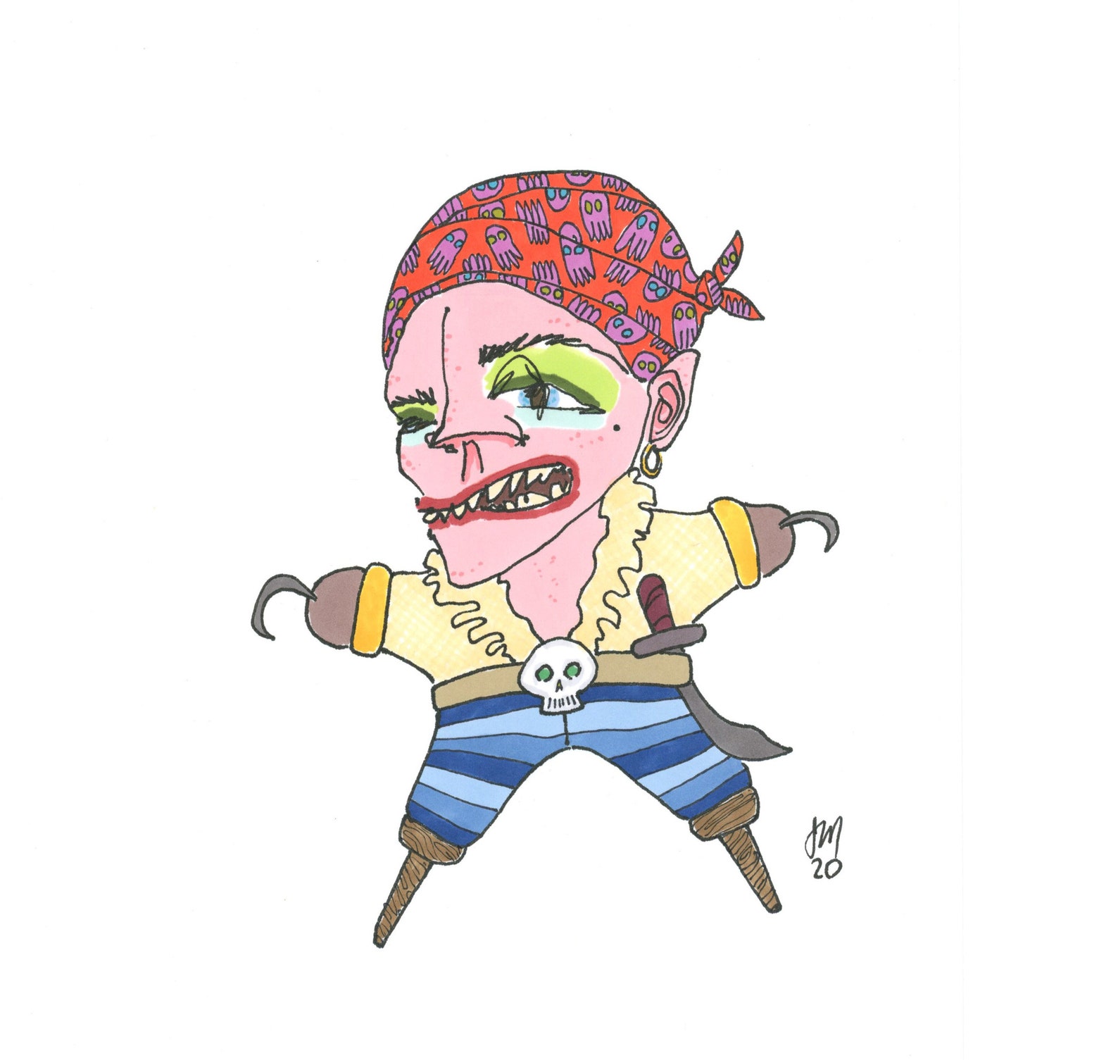 Pegleg Hookhand Pirate Print Etsy