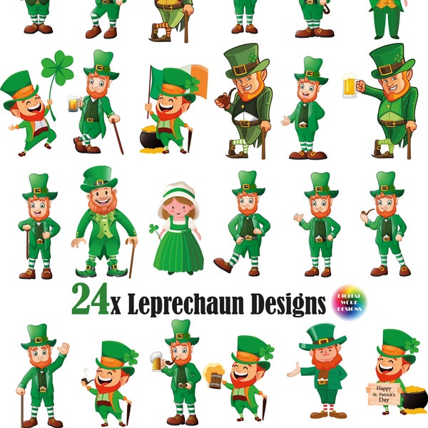 24x Leprechaun SVG,leprechaun figurine png,leprechaun gnome file,saint patrick's day, leprechaun svg, leprechaun clipart,leprechaun png, svg