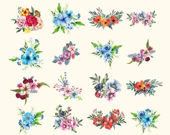 16x Floral ornaments SVG,watercolor flowers ,flower png,floral printable,wedding flower,watercolor floral bouquets ,floral clipart,flowers