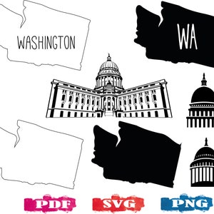 Washington DC SVG, clipart de Washington, arquivo de corte de washington, estado de washington svg, arquivo de impressão, Capitólio dos Estados Unidos svg, Capitólio dos EUA, mapa svg