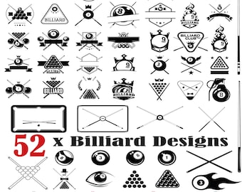 Billiard SVG, billiard silhouette, billiard stencil, pool svg, pool cut file , print file, vector file, billiard clipart, pool logo, 8 ball