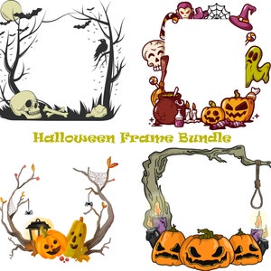 4x Halloween Frame Bundle , Halloween Wreaths SVG , dxf , eps , png , jpg , printable , clip art , digital file , craft supplies