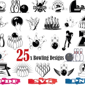 Bowling SVG | Bowling Silhouette | Bowling Clipart | Bowling Ball | Bowling Pin SVG | Ball and Pins | Bowling Logo | Cricut | Cameo | PNG