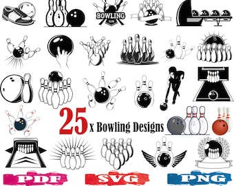 Bowling SVG | Bowling Silhouette | Bowling Clipart | Bowling Ball | Bowling Pin SVG | Ball and Pins | Bowling Logo | Cricut | Cameo | PNG