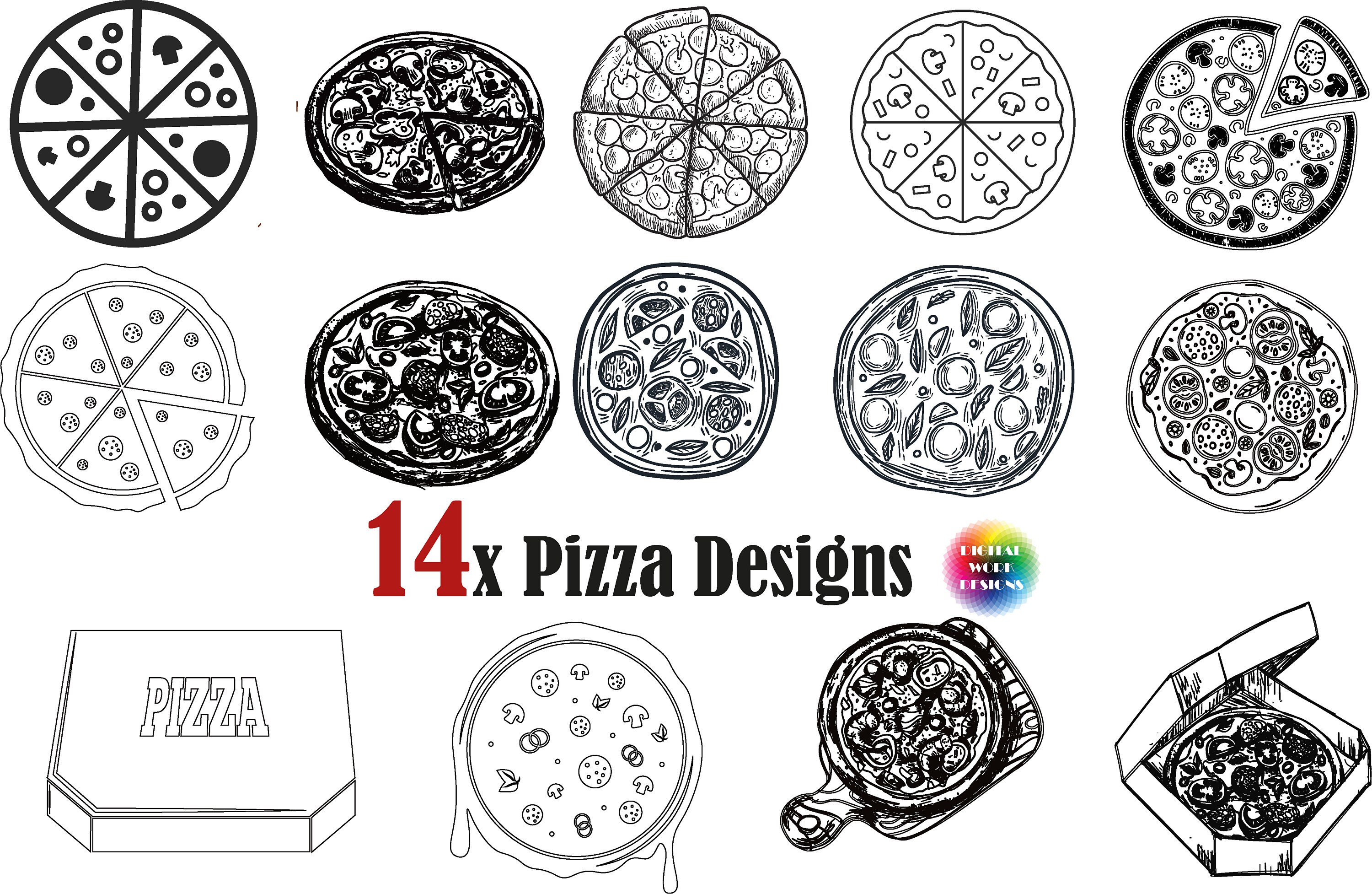 14x Pizza SVG, pizza box svg, pizza logo,pizza clipart, pizza slices svg, pizza png, pizza cut file, pizza print file, pizza silhouette svg
