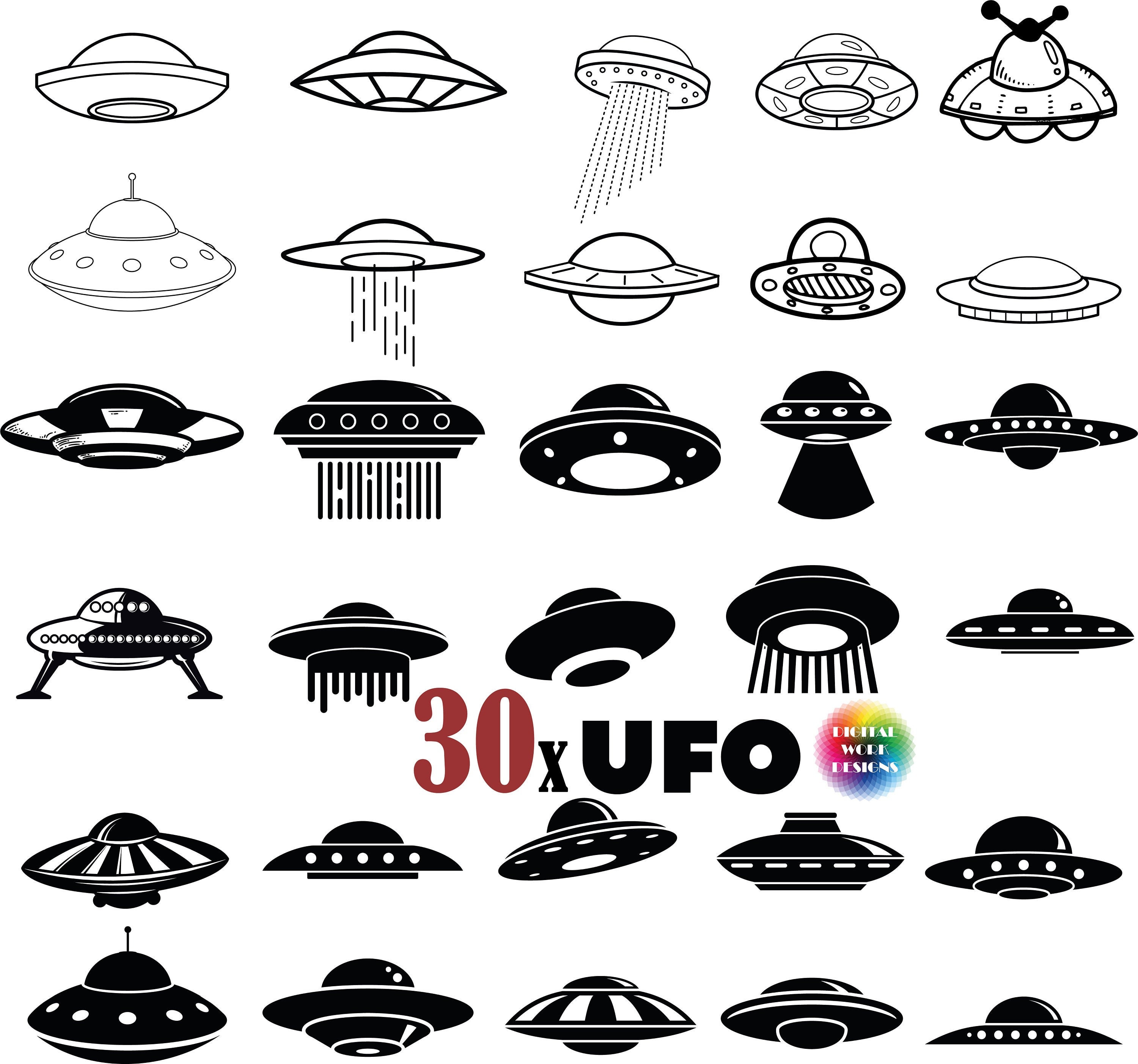 UFO SVG、UFO シルエット、UFO カット ファイル、UFO クリップ