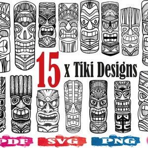 Tiki SVG | TIKI Maske PNG | Tiki-Silhouette | Luau svg | Totem | Hawaiianisch | Silhouette | Schnittdatei | Tiki Kopf | Aloha | Clipart | Vektor
