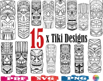 Tiki SVG | Masque TIKI PNG | Silhouette tiki | Luau svg | Totem | Hawaïen | Silhouette | Couper le fichier | Tête de Tiki | Aloha | Clipart | Vecteur