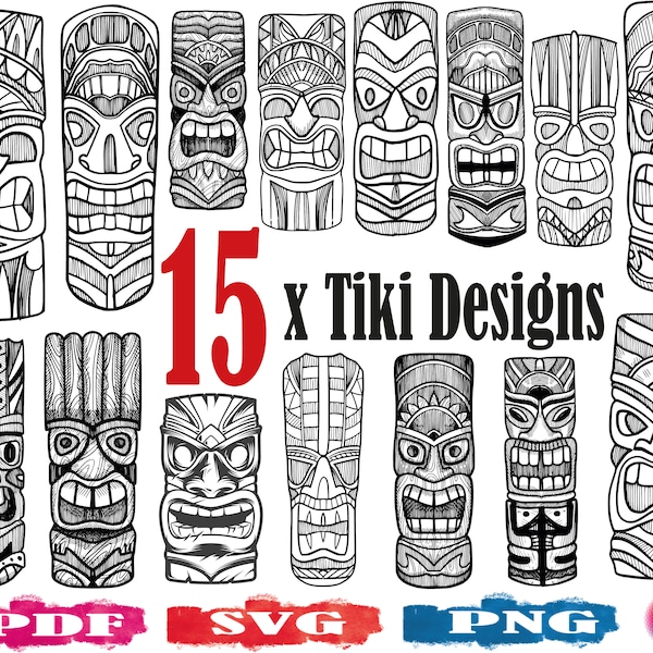 Tiki SVG | TIKI Mask PNG | Tiki silhouette | Luau svg | Totem | Hawaiian | Silhouette | Cut file | Tiki Head | Aloha | Clipart | Vector