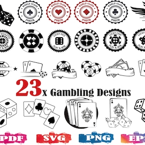 Jeu SVG, casino svg, roulette svg, poker svg, poker chips , logo de jeu, fichier d’impression, fichier vectoriel, clipart de jeu, dice svg, cartes