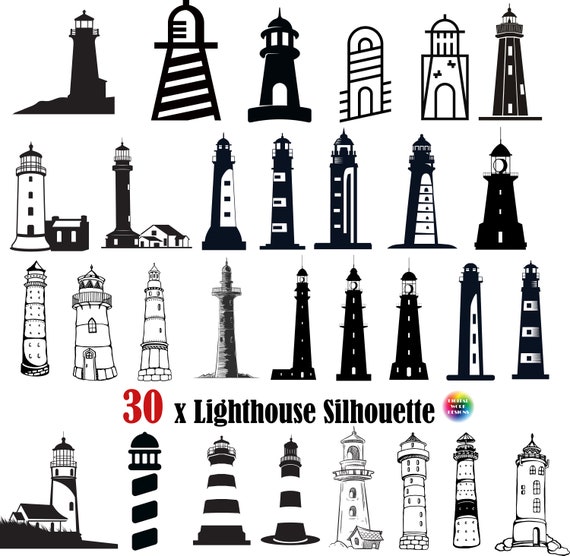 Download 30x Lighthouse Svgpngepslight House Svgsilhouette Etsy