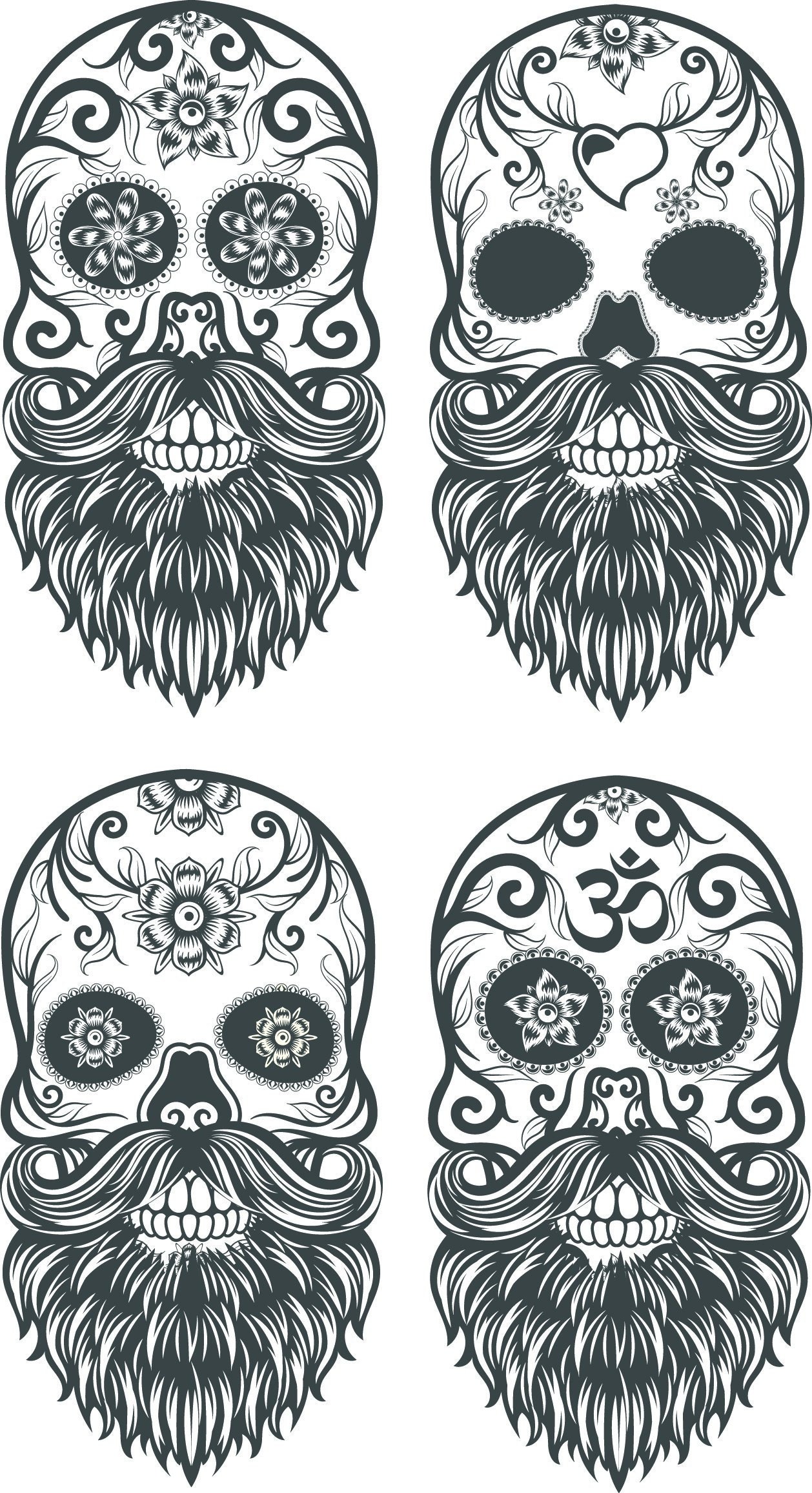 4 X Mexican Sugar Skull Design Bundle skulls With Tattoos - Etsy 4 X Mexican Sugar Skull Design Bundle skulls With Tattoos - Etsy