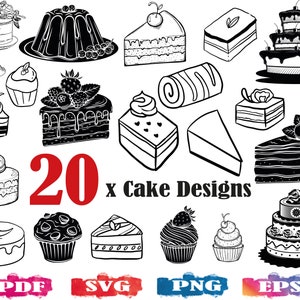 Cake SVG | Cake Slice SVG | Cake silhouette | Birthday Cake | Cake Clipart | Cricut | Cameo | Cake logo | Wedding Cake | Dessert SVG | Eps