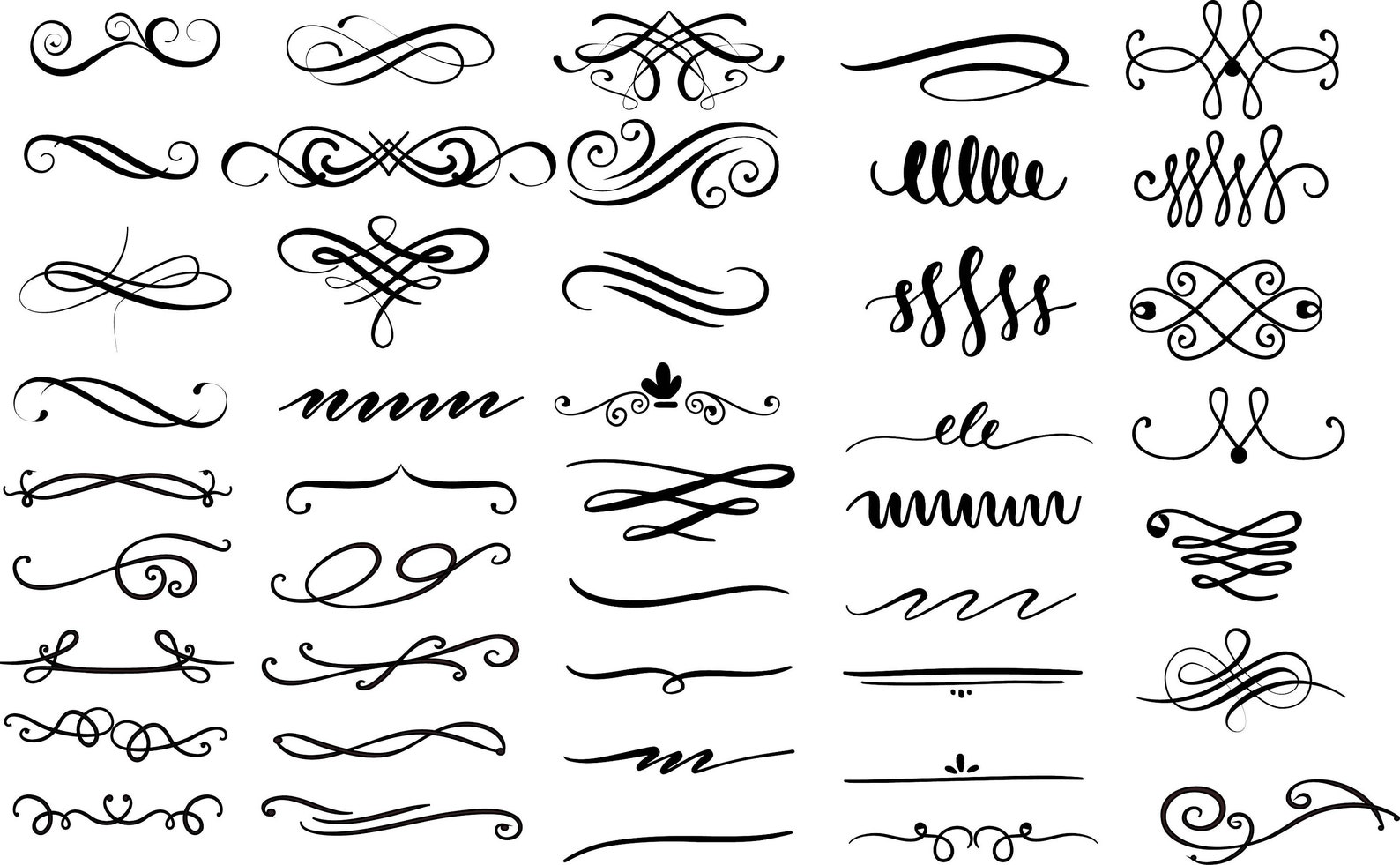 43x Ornamental Text Divider SVG EPS PSD Line Divider Text image 1.