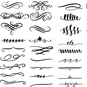 43x Ornamental Text Divider SVG, EPS, PSD, Line Divider, Text Dividers, Swirl clipart, Decorative Text Border, flourish svg, swirl svg