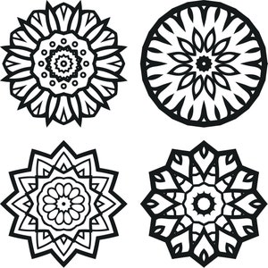 4 x Mandala Monogram SVG,dxf,eps,psd,png,jpg ,indian svg,mural art ,vectoria,printable,cricut,silhouette,clip art