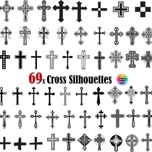 69x Kreuz SVG Bundle, Kreuz Silhouette, Kreuz Png, geschnittene Dateien, Cricut Kreuz Clipart, druckbare, Kreuz Bundle, Cross-Design, Cross-Vektor