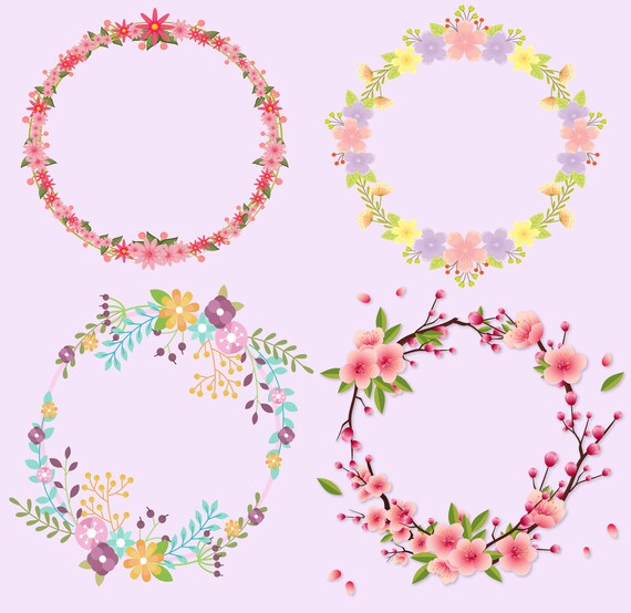 Download 4 X Floral Wreaths Bundle Svg Flower Circle Clip Art Etsy PSD Mockup Templates