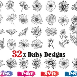 Daisy SVG, Daisy flower svg, daisy clipart, daisy silhouette, daisy png, flower svg, cut file, print file, vector file, floral svg, flower