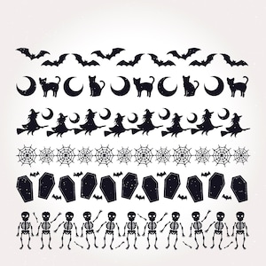 6 x Bordes/Divisores de Texto de Halloween, Borde de Línea SVG, dxf , eps ,psd , jpg,png vectorial , clip art , archivo cricut , imprimible