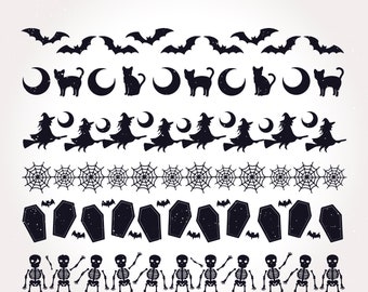 6 x Halloween Text Borders/ Dividers , Line Border  SVG, dxf , eps ,psd , jpg,png vectorial , clip art , cricut file , printable