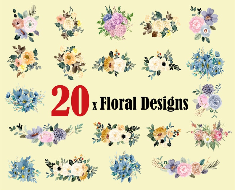 Download Art Collectibles Clip Art Flower Png Floral Printable Wedding Flower Watercolor Floral Bouquets 20x Floral Ornaments Svg Watercolor Flowers Floral Clipart Flowers
