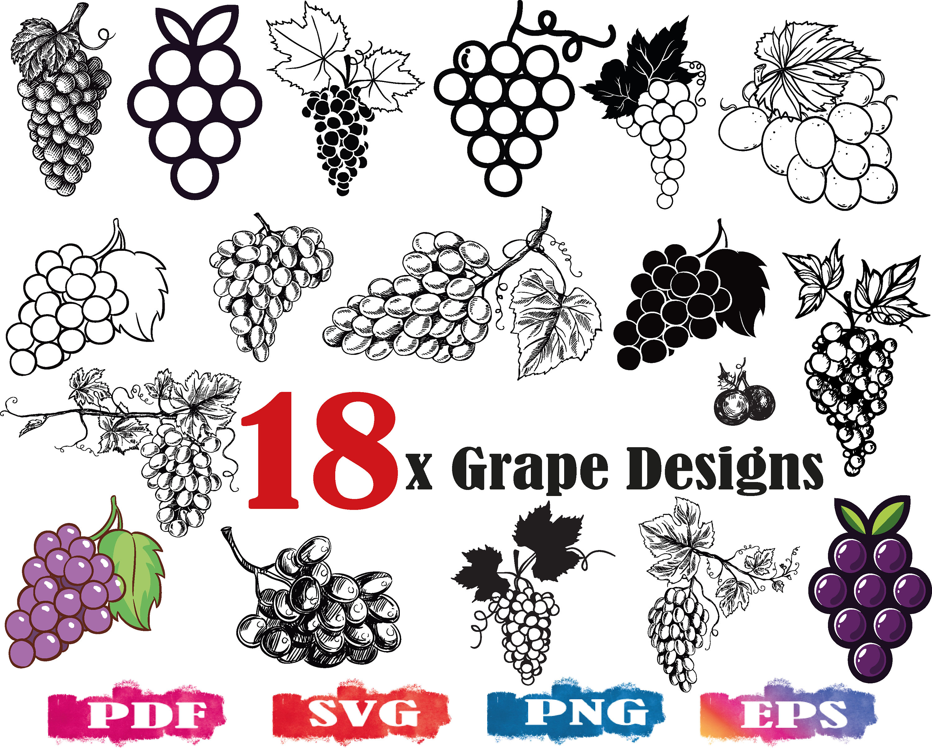 Download Grapes Svg Grapes Silhouette Grape Designs Grape Png Etsy