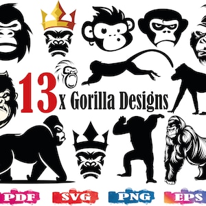 Gorilla SVG | Gorilla Silhouette | Gorilla Logo | Monkey SVG | Monkey silhouette | gorilla cut file | gorilla clipart | ape svg | vector