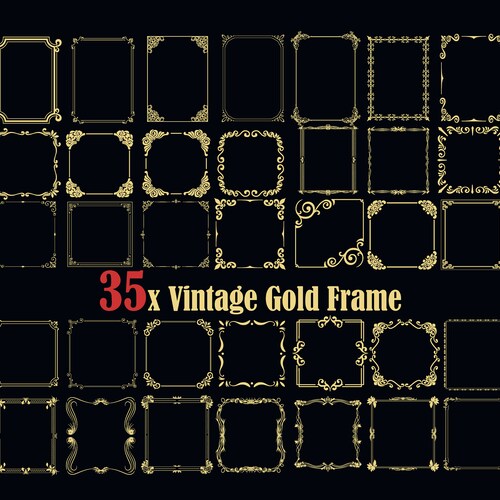 35x Square Frame SVG Gold Square Frame Cut Files Square - Etsy
