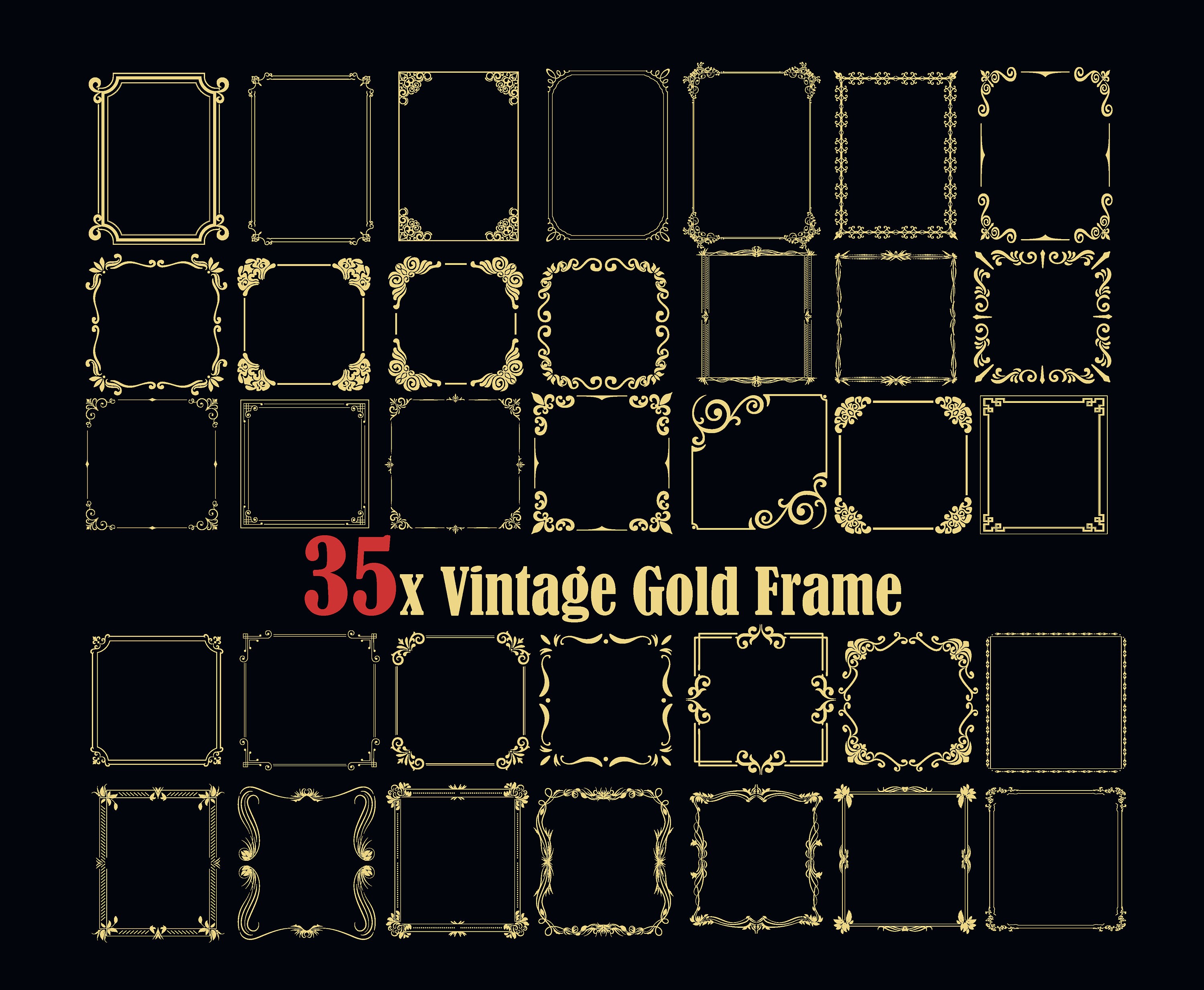 35x Square Frame SVG Gold Square Frame Cut Files Square - Etsy
