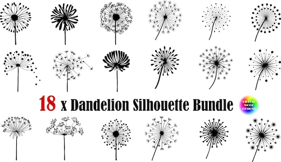 18x Dandelion Svg Silhouettedandelion Bundle Cricutcut Etsy