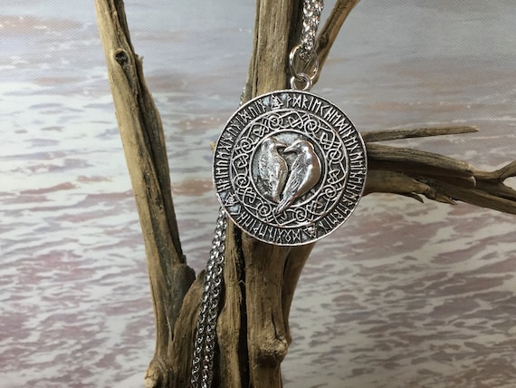 Large deluxe Norse Odens Ravens Pendant