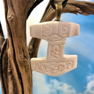Hand carved bone Thor’s Hammer Pendant