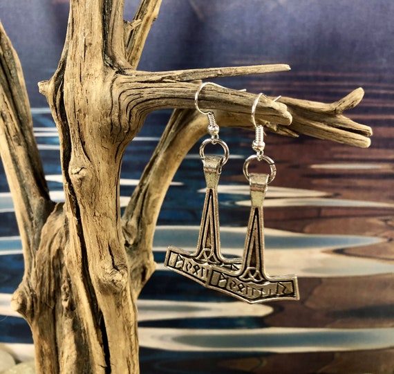 Stylish Thor’s Hammer earrings with hypoallergenic ear hooks