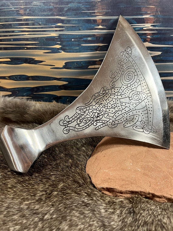 NEW-Viking Dane hand forged Axe Head. Blade face 8 in. Butt to bade 9 in finest carbon steel.