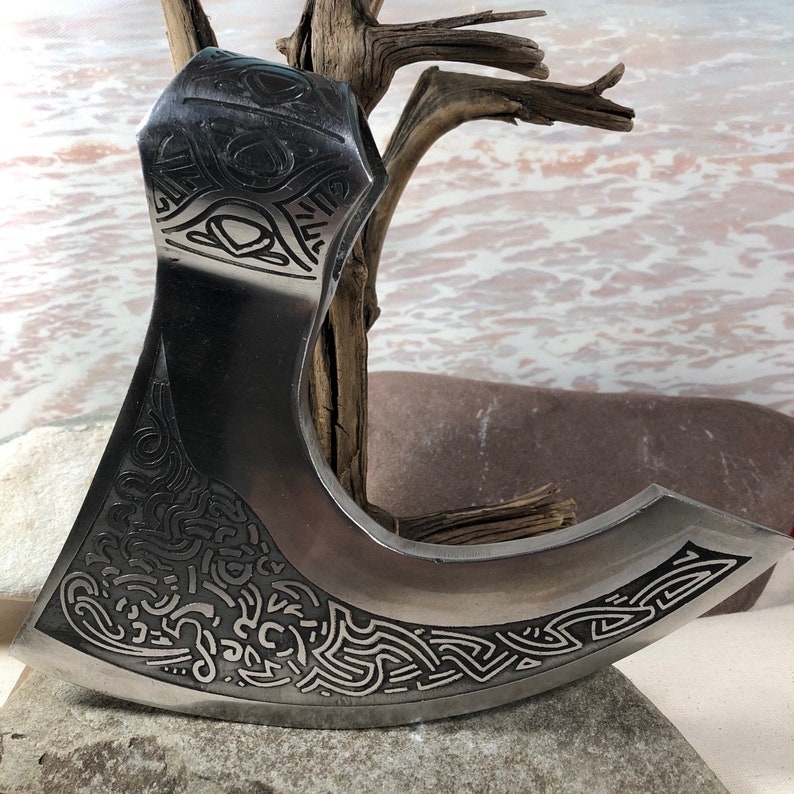 AXE HEAD. Engraved Viking Fenrer fighting bearded axe head in Etsy