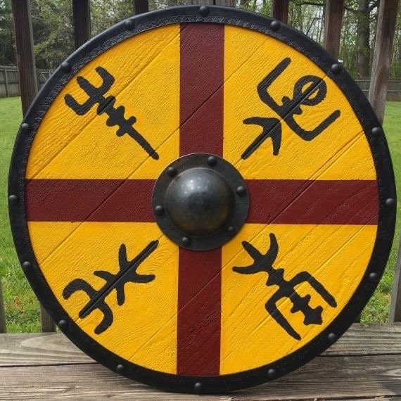 Deluxe Viking Shield 30 in diameter real leather edgeing heavy steel boss. Battle ready.