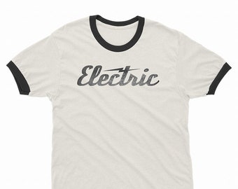 Electric Graphic Tee | Vintage Style Mens Womens T-shirts | Distressed Retro Shirts | 70s Inspired Graphic Shirts | Lightening Bolt