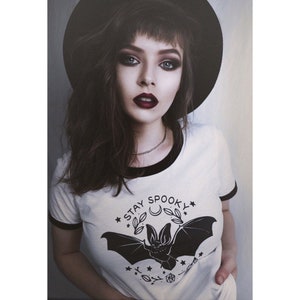 Stay Spooky Bat Shirt | Halloween Alternative Girl Halloween Graphic Tees by EspiLane | XS-3XL