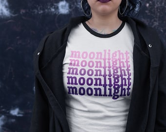 Moonlight Dark Tshirt | Pastel Goth Shirts | Retro Vintage Gothic Graphic Shirt T-shirts | Ringer Tee | Espi Lane