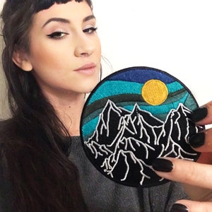 Mountain Geometric Patch | Outdoors Adventure Retro Patches | Mountains Sky Big 3.5" Patches | Backpack Bag Jacket Gift Patch | Espi Lane