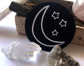Celestial Iron On Patches | Moon Stars Embroidered Patch | Magic Crescent | Hat Backpack Jacket Gift Idea | Original Espi Lane Patch | 2.5"